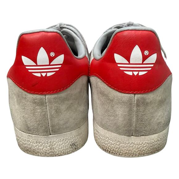Adidas Gazelle Gray Red Stripes Suede Sneakers BB5257 Men\'s size 10.5 *GOOD*